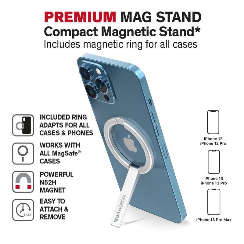 BAYKRON - Baykron Compact Magnetic Stand for Mobile - Silver