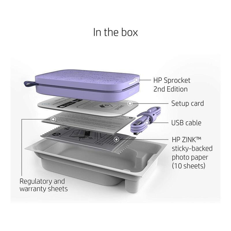 HP Sprocket Portable Instant Photo Printer - Purple, , large image number 2