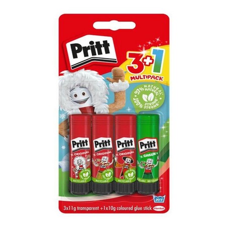 PRITT - Pritt Glue Stick  - Value Pack - (3 x 11g Colour + 1 10g)