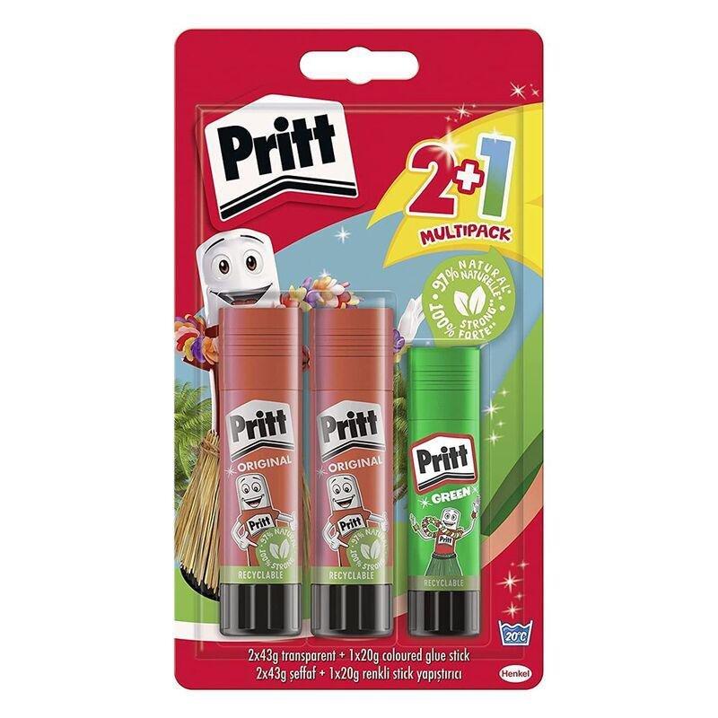 Pritt Glue Stick  - Value Pack - (2 x 43g + 1 Colour), , large image number 0