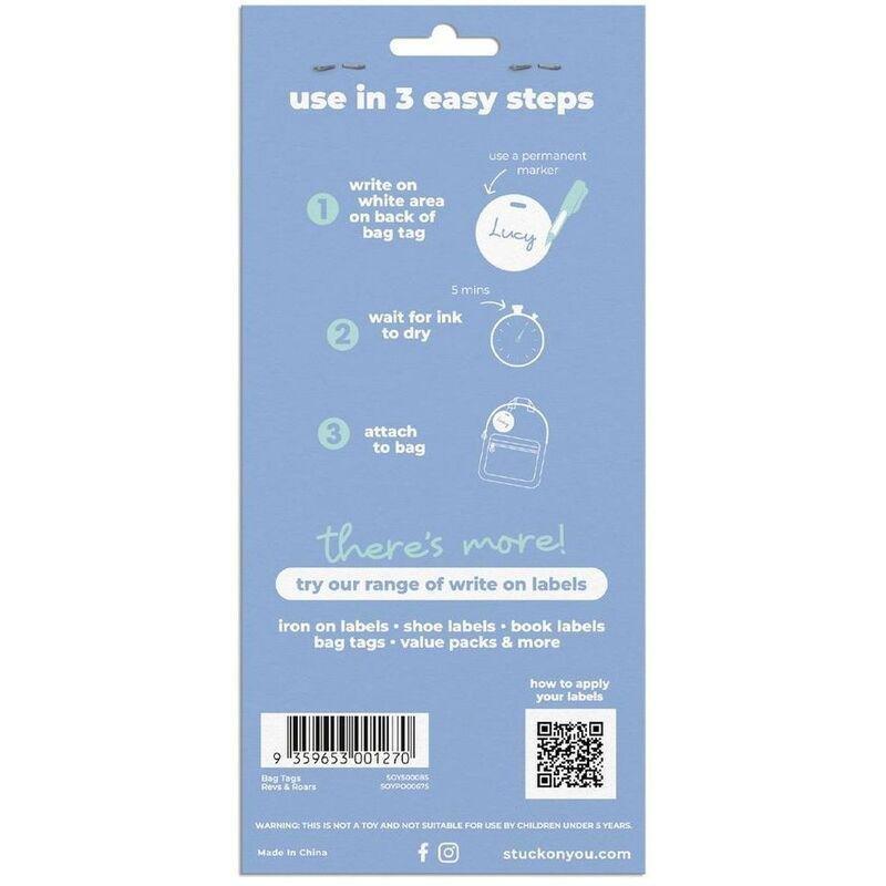 Stuck on You Write on Bag Tags - Revs & Roars (3 Pack), , large image number 0