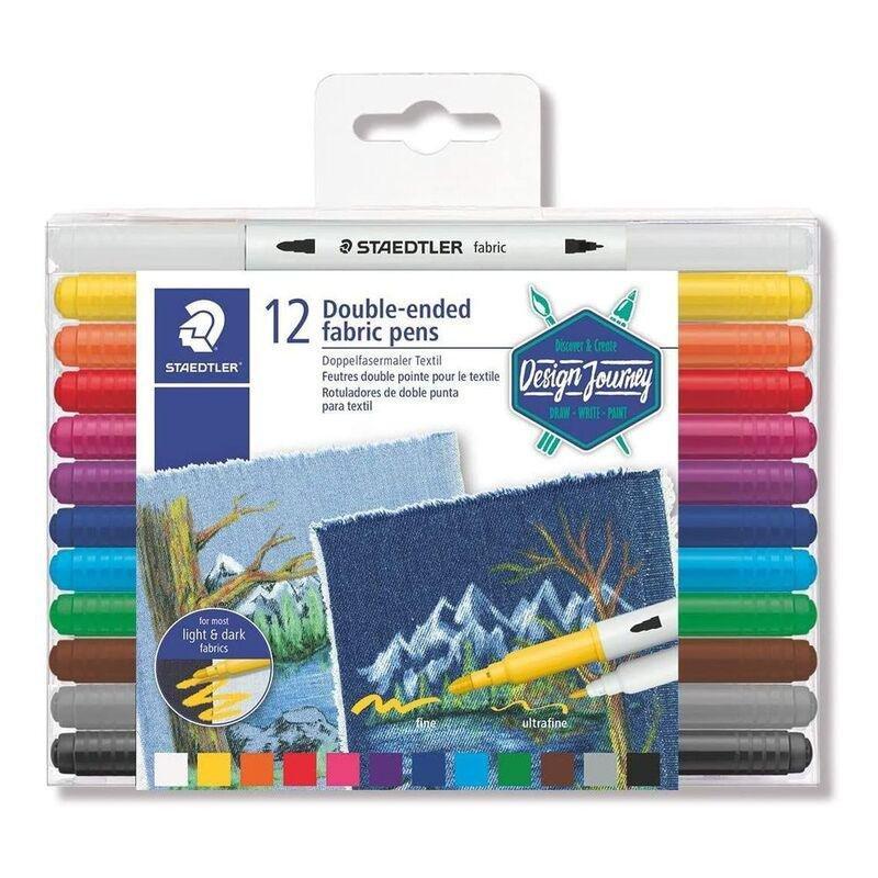 Staedtler Double-Ended Textile Pens - Assorted Colours (Pack Of 12), , medium
