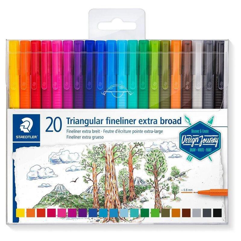 Staedtler Triplus Fineliner Pens - Extra Broad Nib - Assorted Colours (Pack Of 20), , large image number 0