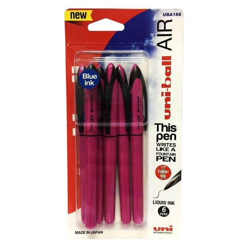 Uniball Air Micro Pen - Pink Barrel - Blue Ink (Pack Of 6), , large image number 0