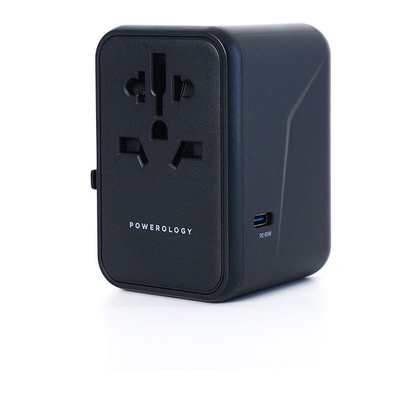 Powerology 65W PD Universal Multi-Port Travel Adapter with 3 Type-C Output - Grey, , large image number 1