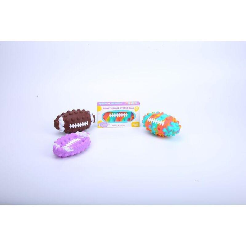Squizz Toys Pop The Bubble 3D Rugby Fidget Stress Ball Assorted, , large image number 0