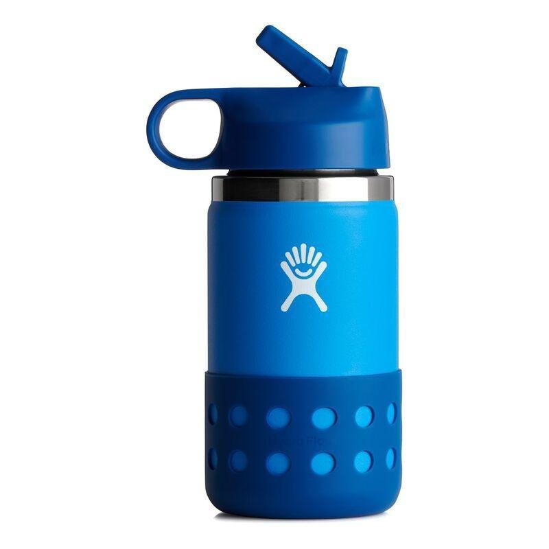 Hydro Flask Kids Wide Mouth Straw Lid & Boot Stainless Steel Water Bottle 355ml - Lake, , large image number 0