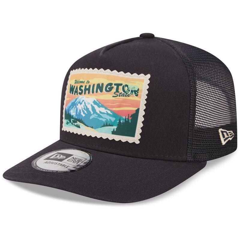 New Era Postcard Front Patch Men's Trucker Cap - Navy, , large image number 0