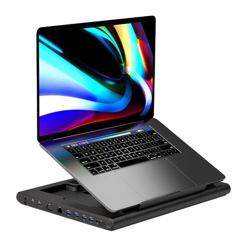 Powerology Multi-Functional Pro Hub Macbook and Laptop Stand with 100W PD and Wireless Charger- Black, , large image number 1