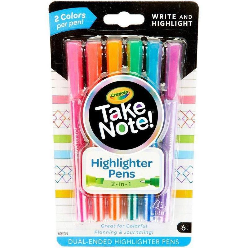 Crayola Take Note Write & Highlight Pens (Set of 6), , medium