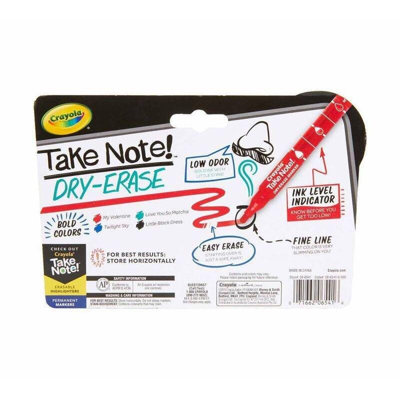 Crayola Take Note Fine Line Dry-Erase Colored Markers (Set of 4), , large image number 1