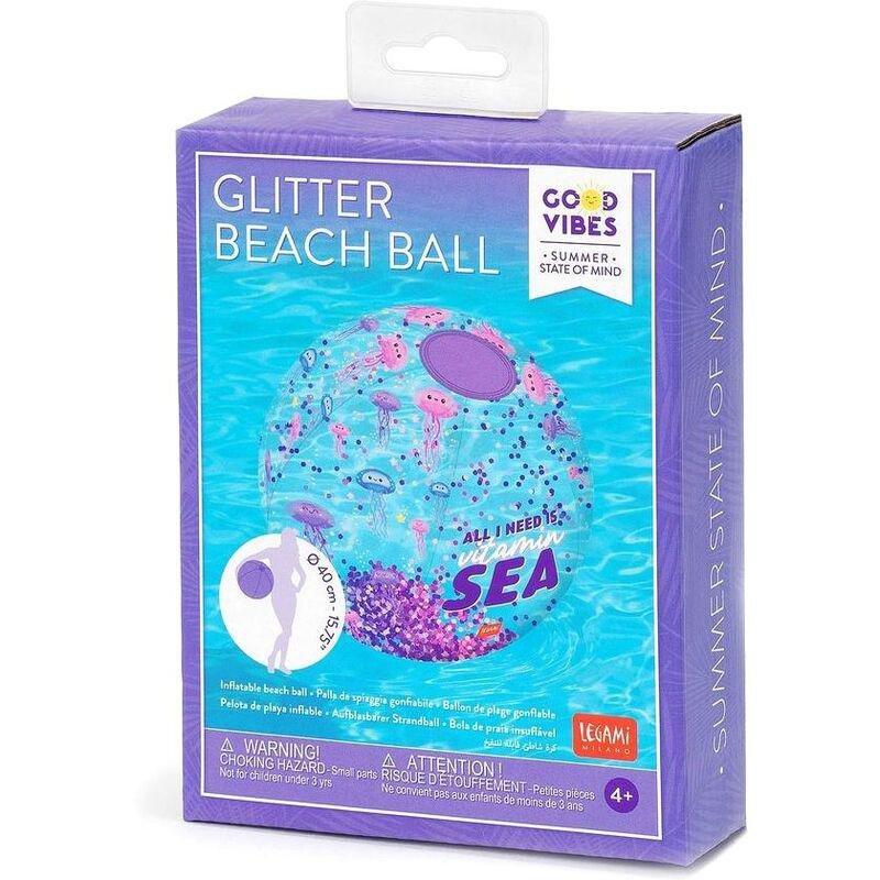 Legami Inflatable Beach Ball - Glitter Beach Ball - Jellyfish, , large image number 1