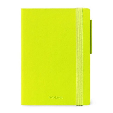LEGAMI - Legami Small Weekly Diary with Notebook 18 Month 2022/2023 (9.5 x 13 cm) - Lime Green