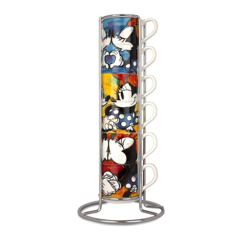 Mickey Mouse Love Stackable Espresso Porcelain Cups + Metal Rack LSL (Set of 6), , large image number 0
