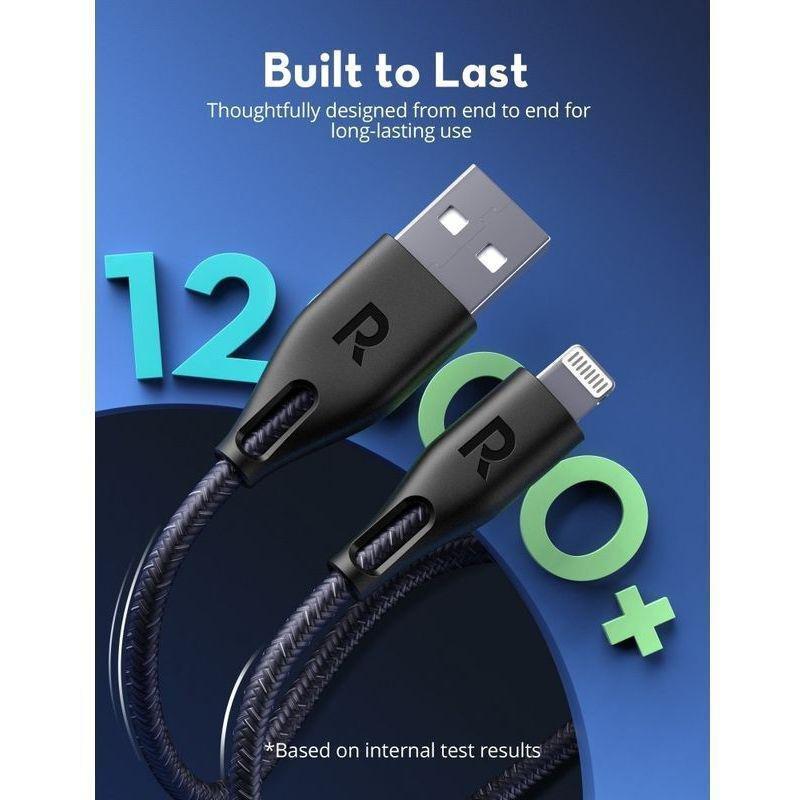 Ravpower RP-CB1027 USB-A To Lightning Cable 2M Nylon - Black, , large image number 2