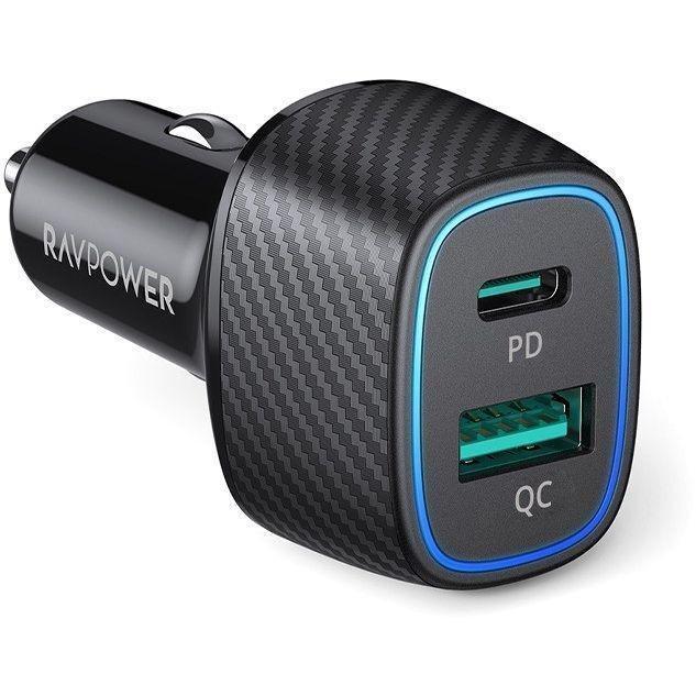 Ravpower RP-VC009 60W Dual Port QC 24W + PD 36W Car Charger - Black, , medium