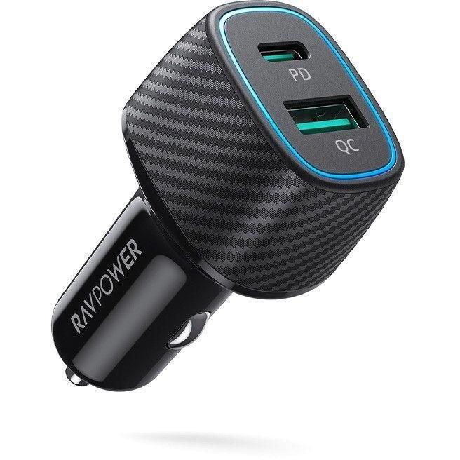 Ravpower RP-VC009 60W Dual Port QC 24W + PD 36W Car Charger - Black, , large image number 1