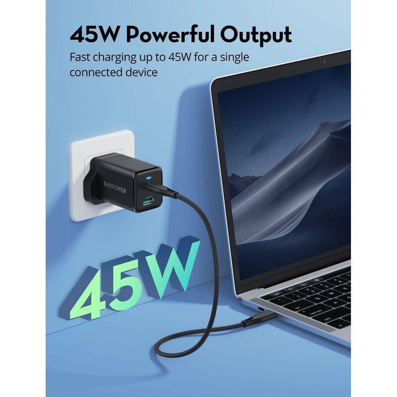 RAVPower RP-PC171 PD 45W2-Port Wall Charger - Black, , large image number 8