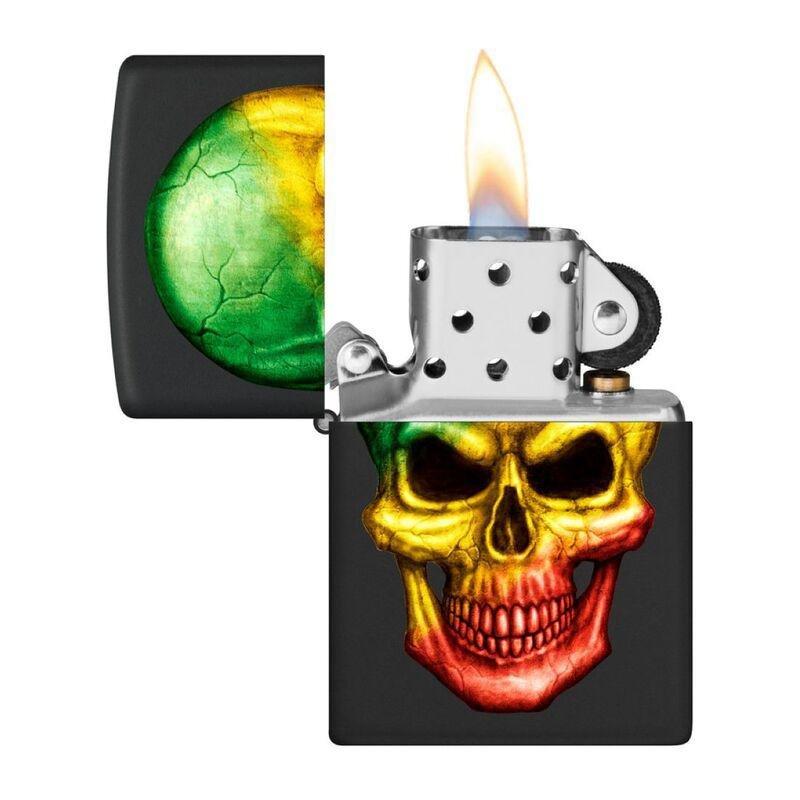 Zippo 218 Ci404876 Black Matte Rasta Skull Windproof Lighter, , large image number 1