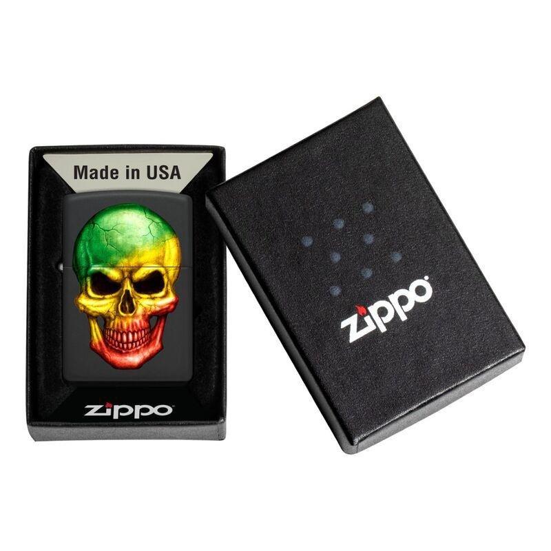 Zippo 218 Ci404876 Black Matte Rasta Skull Windproof Lighter, , large image number 2