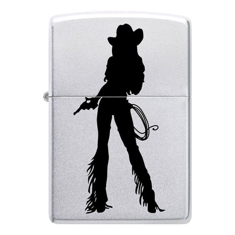 Zippo 205 Ci402634 Satin Chrome Silhouette Cowgirl Windproof Lighter, , large image number 0