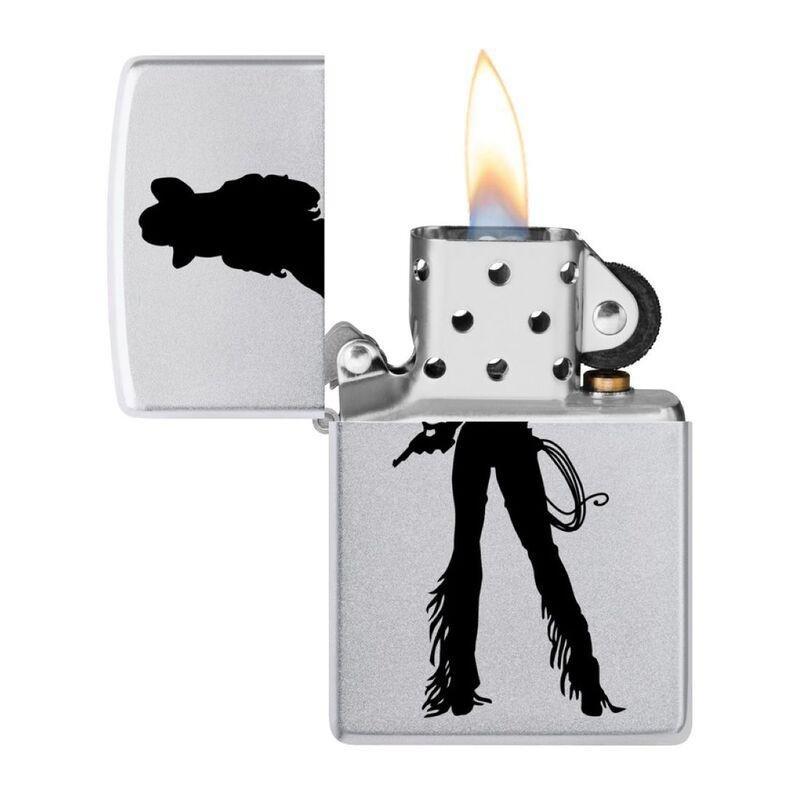 Zippo 205 Ci402634 Satin Chrome Silhouette Cowgirl Windproof Lighter, , large image number 1