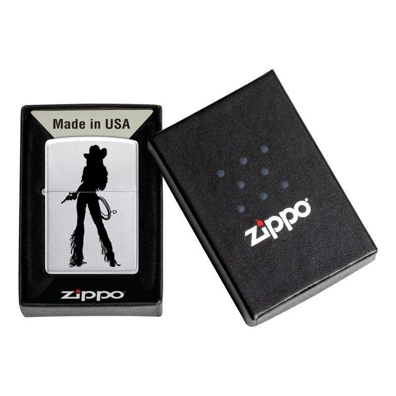 Zippo 205 Ci402634 Satin Chrome Silhouette Cowgirl Windproof Lighter, , large image number 2