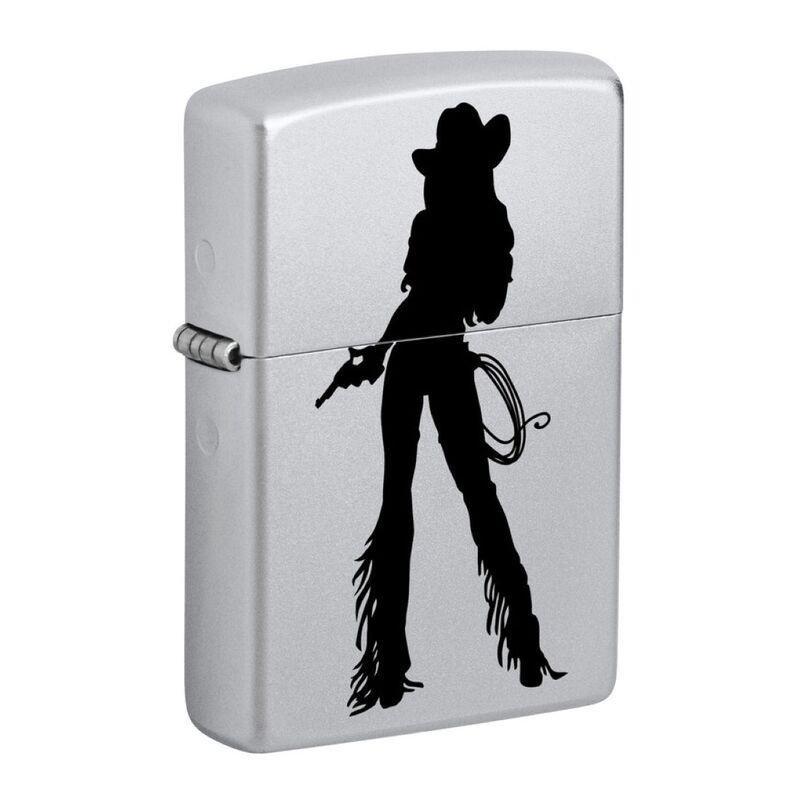 Zippo 205 Ci402634 Satin Chrome Silhouette Cowgirl Windproof Lighter, , large image number 3