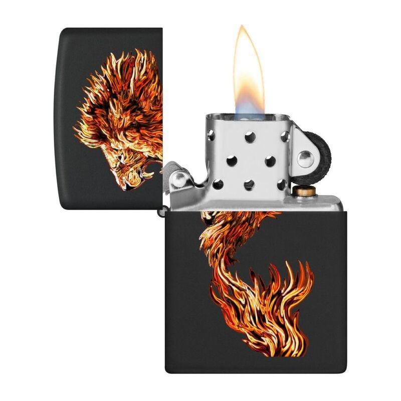 Zippo 218 Ci400225 Black Matte Fire Lion Windproof Lighter, , large image number 1