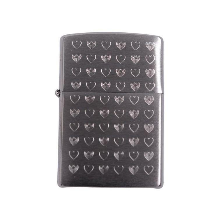 Zippo 200 AE179649 Brush Finish Chrome Muli Heart Windproof Lighter, , large image number 0