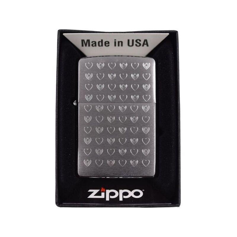 Zippo 200 AE179649 Brush Finish Chrome Muli Heart Windproof Lighter, , large image number 1