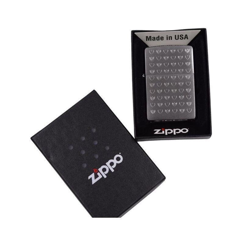 Zippo 200 AE179649 Brush Finish Chrome Muli Heart Windproof Lighter, , large image number 2