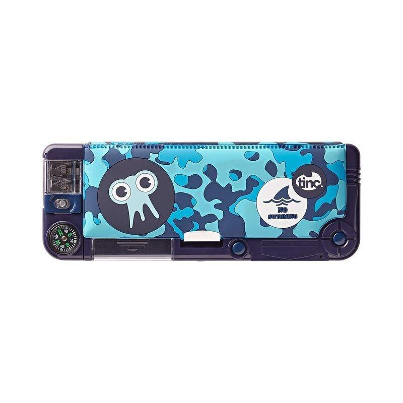 Tinc Tonkin Camo Snap Compartment Pencil Case - Blue, , large image number 0