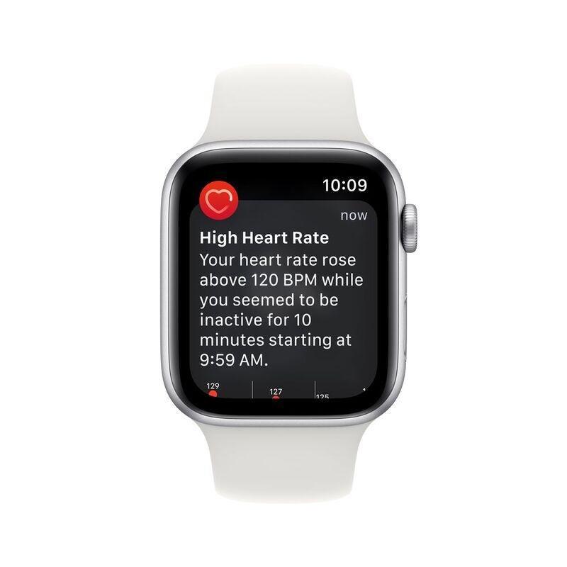 Apple Watch SE 2 (2022) GPS 44mm Silver Aluminum Case with White Sport Band, , large image number 0