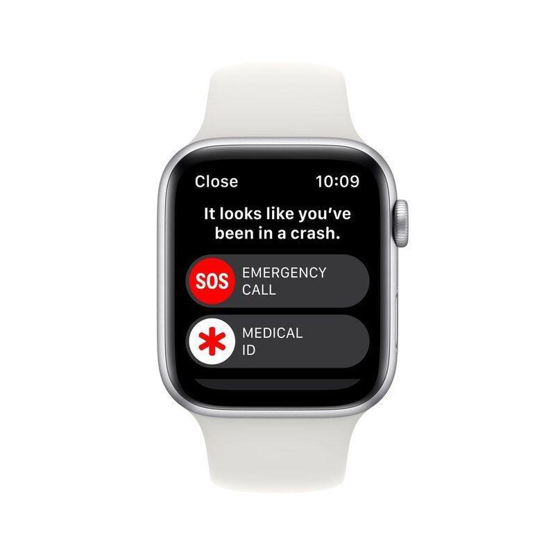 Apple Watch SE 2 (2022) GPS 44mm Silver Aluminum Case with White Sport Band, , large image number 1