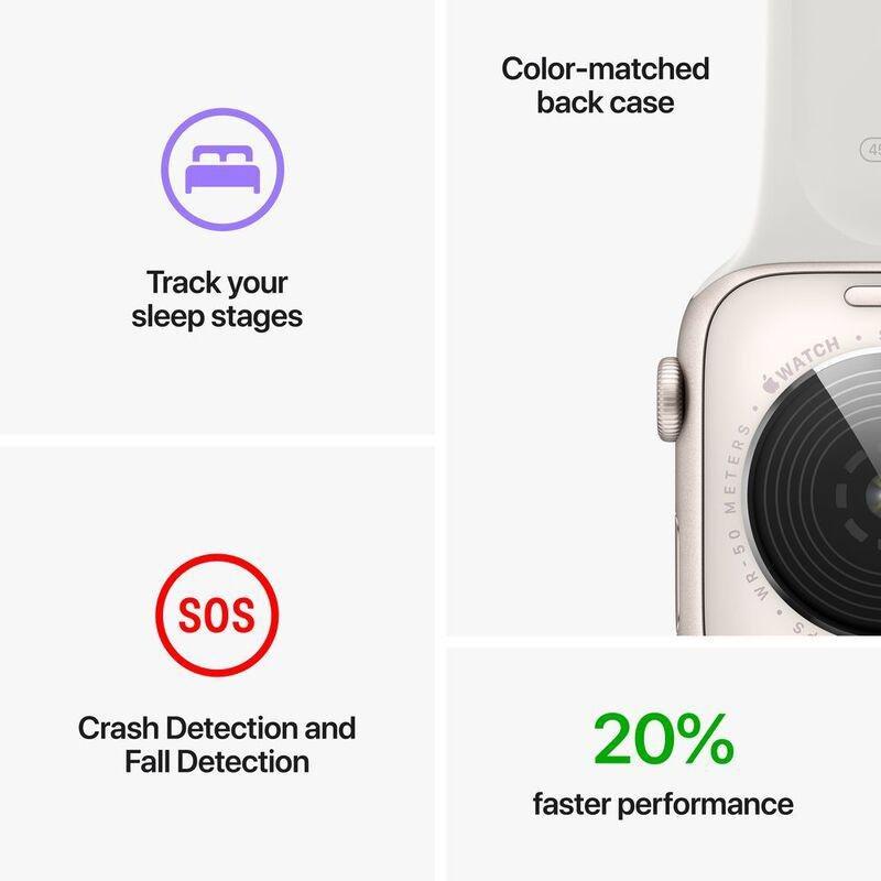 Apple Watch SE 2 (2022) GPS 44mm Silver Aluminum Case with White Sport Band, , large image number 2