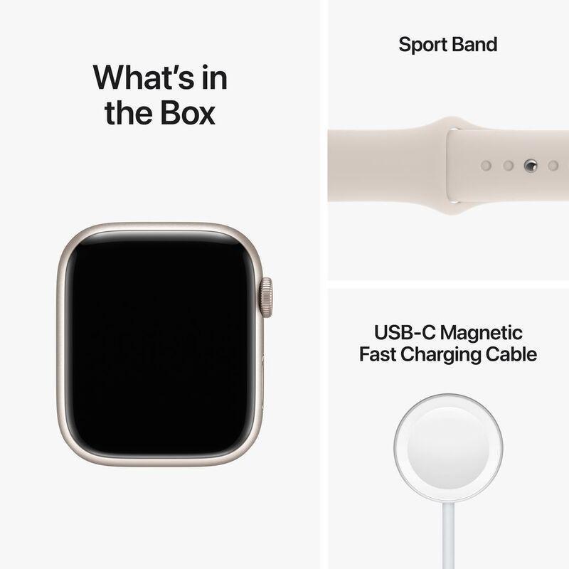 Apple Watch Series 8 GPS 41mm Starlight Aluminum Case with Starlight Sport Band, , large image number 6