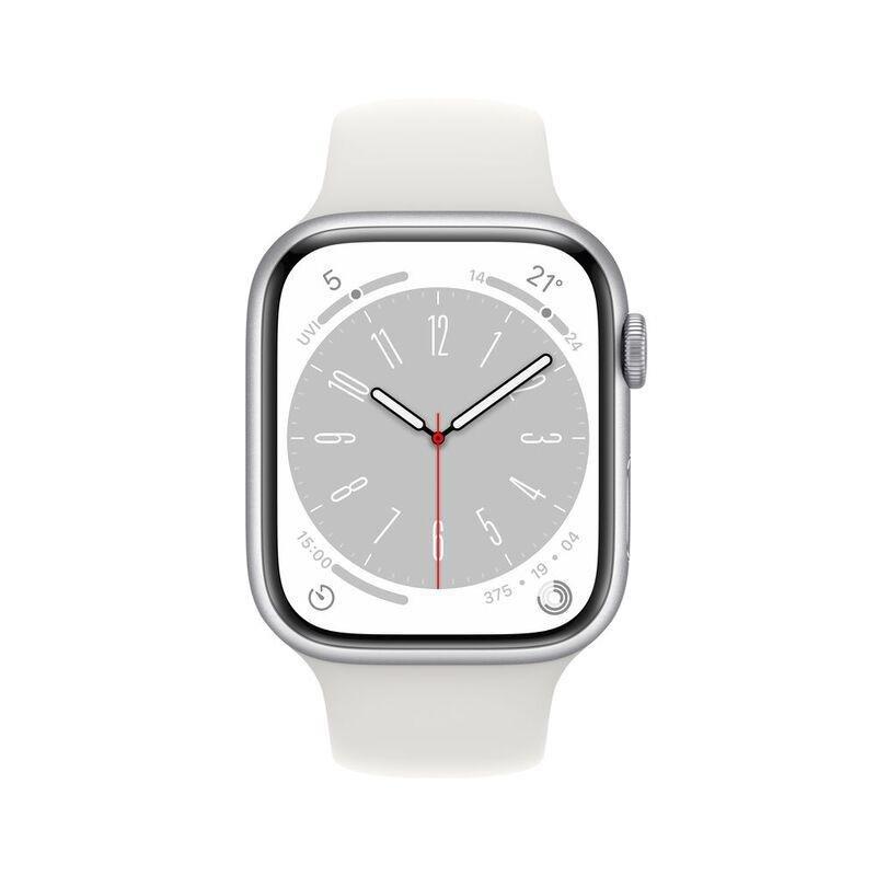 Apple Watch Series 8 GPS 45mm Silver Aluminum Case with White Sport Band, , large image number 1