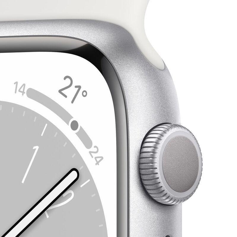 Apple Watch Series 8 GPS 45mm Silver Aluminum Case with White Sport Band, , large image number 2