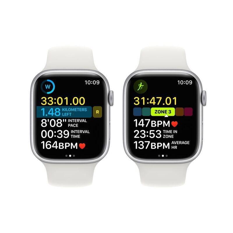 Apple Watch Series 8 GPS 45mm Silver Aluminum Case with White Sport Band, , large image number 4