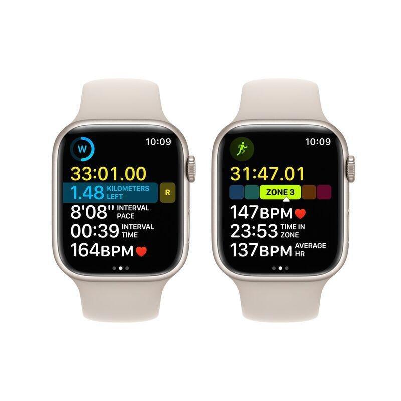 Apple Watch Series 8 GPS 45mm Starlight Aluminum Case with Starlight Sport Band, , large image number 1