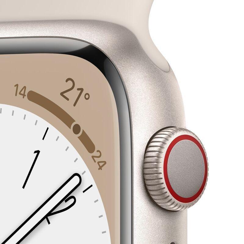Apple Watch Series 8 GPS + Cellular 41mm Starlight Aluminum Case with Starlight Sport Band, , large image number 2