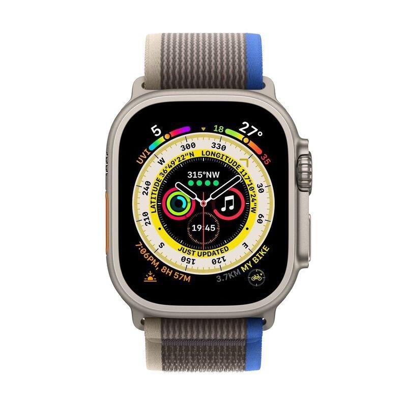 Apple Watch Ultra GPS + Cellular 49mm Gold Titanium Case with Blue Gray Trail Loop - M/L, , large image number 1