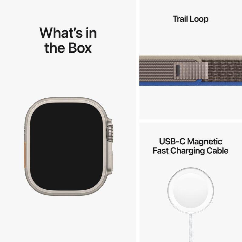 Apple Watch Ultra GPS + Cellular 49mm Gold Titanium Case with Blue Gray Trail Loop - M/L, , large image number 9