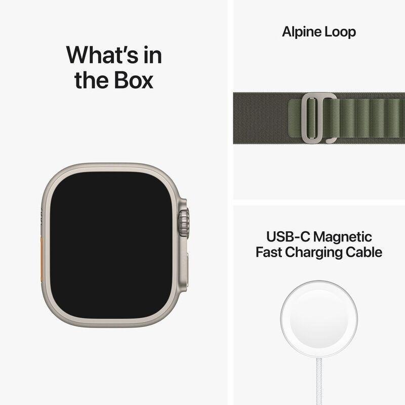 Apple Watch Ultra GPS + Cellular 49mm Gold Titanium Case with Green Alpine Loop - Medium, , large image number 9