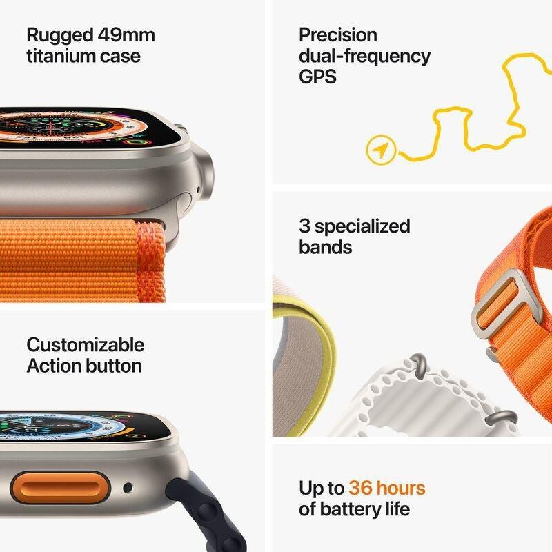 Apple Watch Ultra GPS + Cellular 49mm Gold Titanium Case with White Ocean Band, , large image number 8