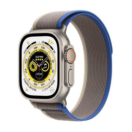 APPLE - Apple Watch Ultra GPS + Cellular 49mm Gold Titanium Case with Blue Gray Trail Loop - S/M