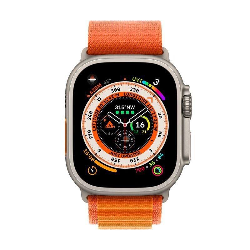 APPLE - Apple Watch Ultra GPS + Cellular 49mm Gold Titanium Case with Orange Alpine Loop - Large