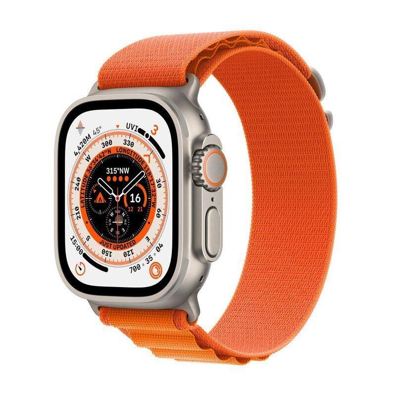 Apple Watch Ultra GPS + Cellular 49mm Gold Titanium Case with Orange Alpine Loop - Small, , large image number 0