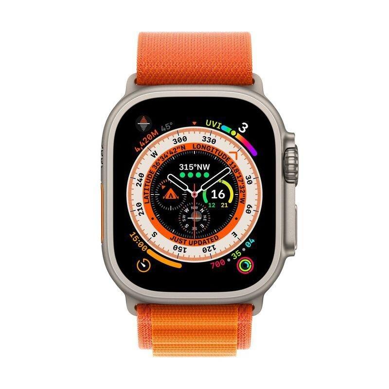 Apple Watch Ultra GPS + Cellular 49mm Gold Titanium Case with Orange Alpine Loop - Small, , large image number 1